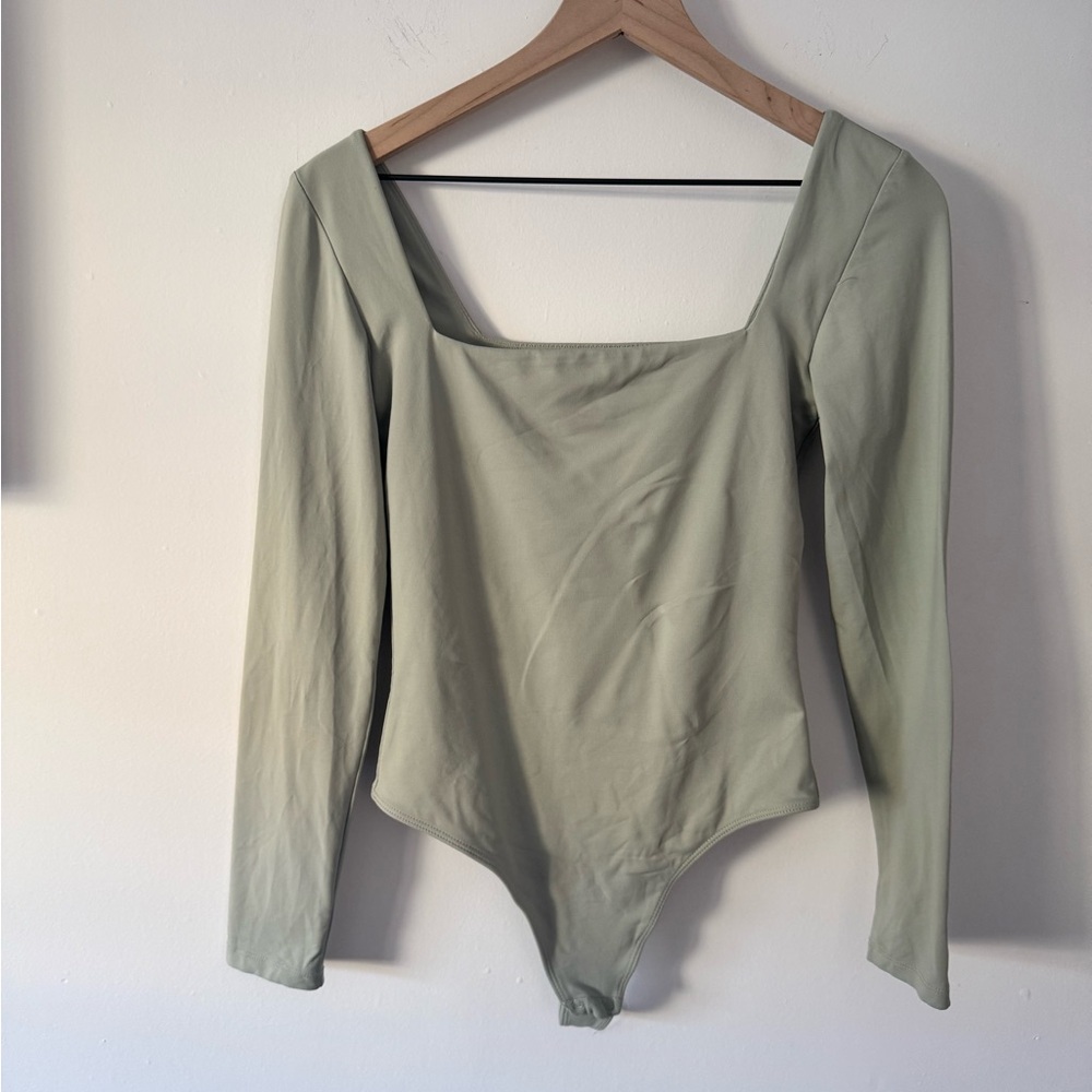 Babaton Sage Green Long Sleeve Bodysuit
